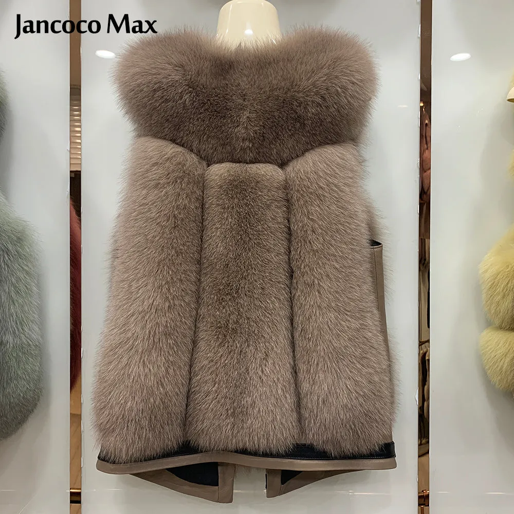 Winter Women Luxury Real Fox Fur Gilets Thick Warm Fluffy Fur Vest
