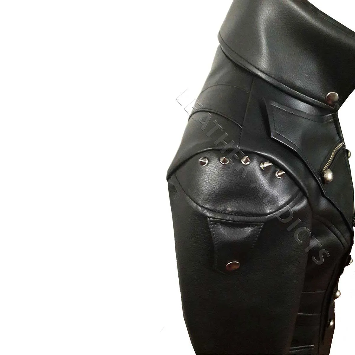 Women Black Cow Leather Goth Matrix Trench Coat Steampunk Coat - T22