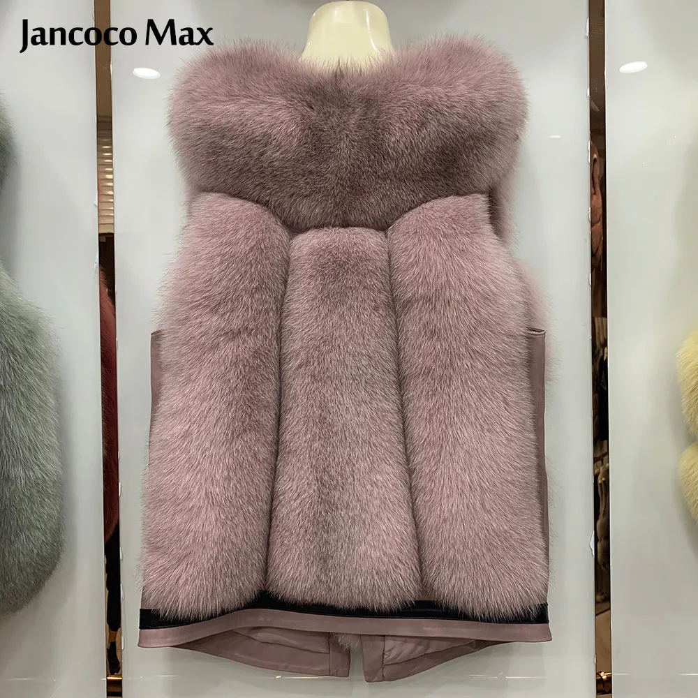 Women Fluffy Real Fox Fur Gilets Luxury Winter Warm Fashion Vest