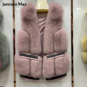 Women Fluffy Real Fox Fur Gilets Luxury Winter Warm Fashion Vest