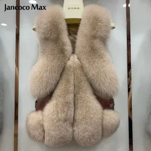 Women Winter Real Fox Fur Gilets Thick Warm Fluffy Fur Vests