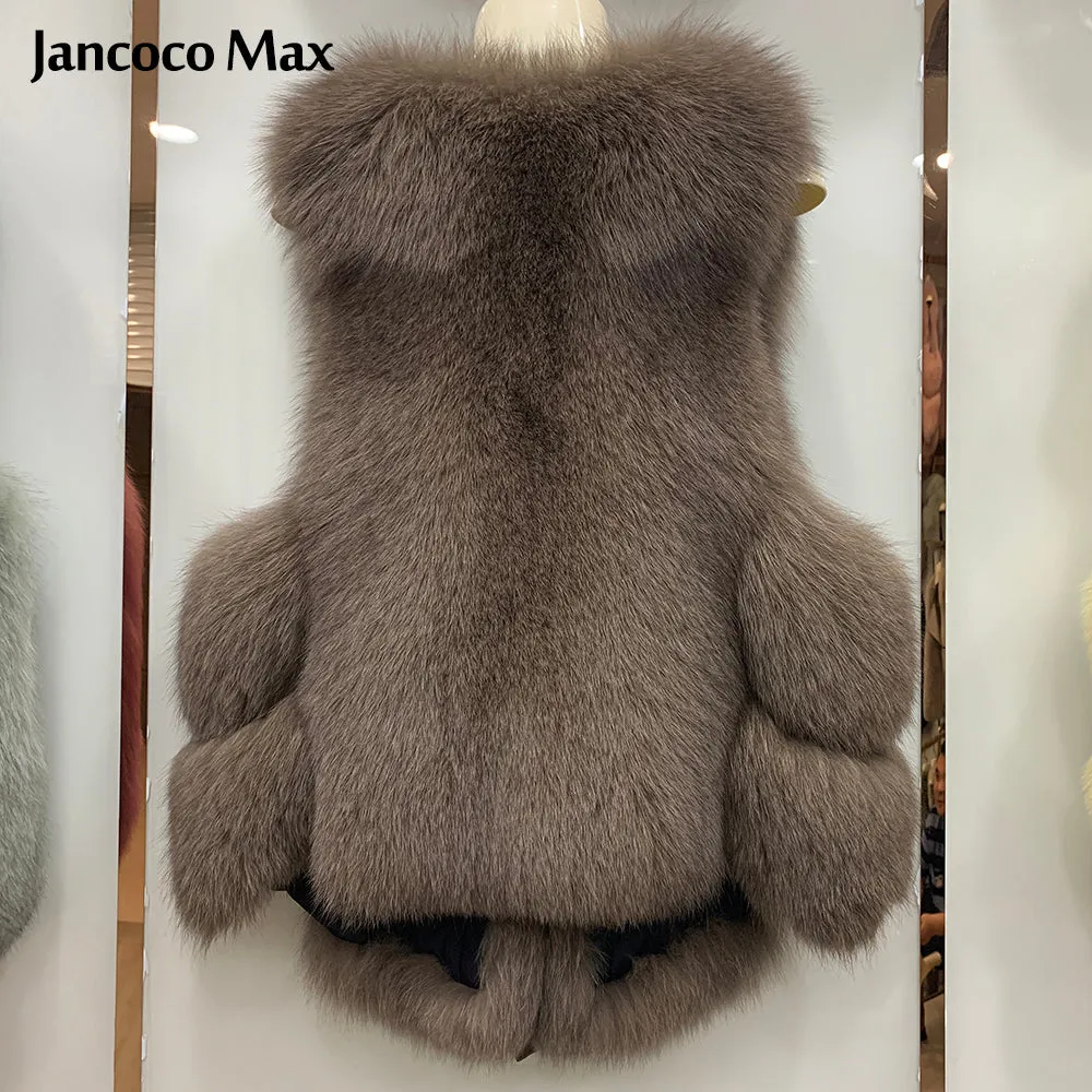 Women Winter Warm Fur Gilet Real Fox Fur Vest Fluffy Waistcoat