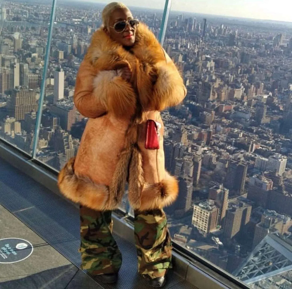 Women's Custom Made Shearling with Red Fox Fur Collar and Trim