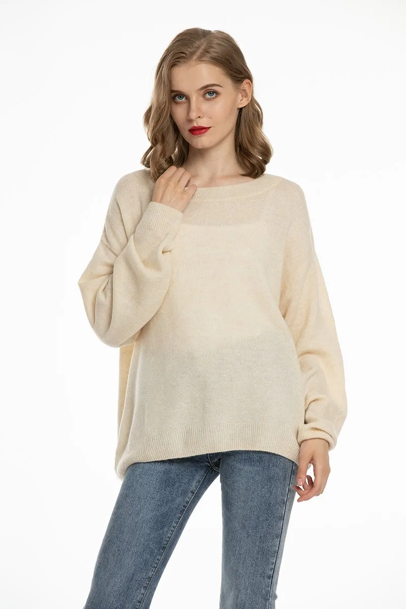 Women's Loose Knit Pullover Sweaters Oversized Striped Sweater Light Lightweight Slouchy Sweaters for Women