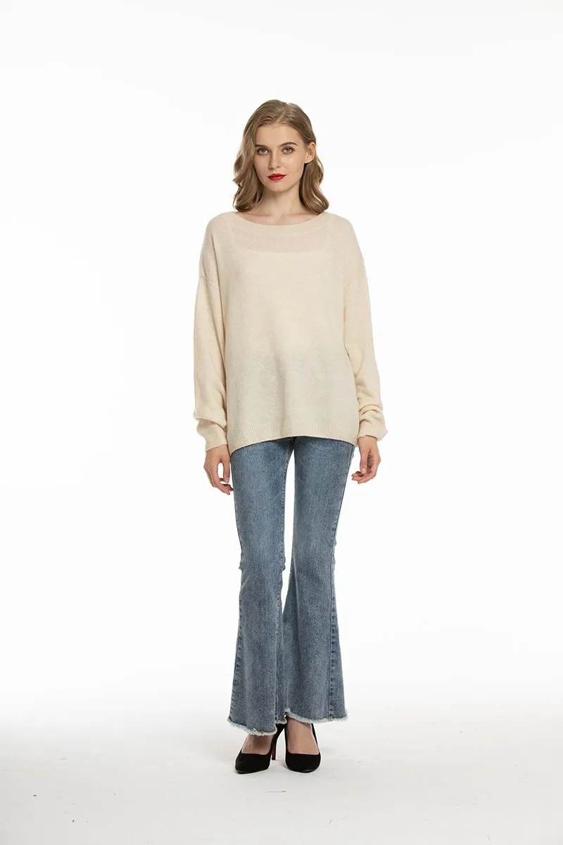 Women's Loose Knit Pullover Sweaters Oversized Striped Sweater Light Lightweight Slouchy Sweaters for Women