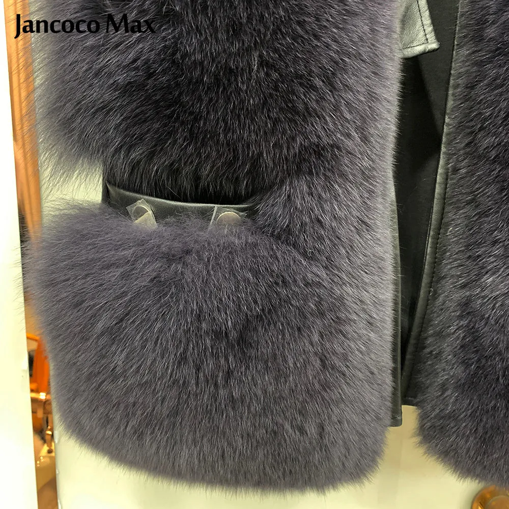 Women's Luxury Leather Gilet Winter Warm Real Fur Vest Fashion Waistcoat