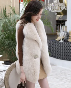 Women's Luxury Real Fox Fur Vest Thick Warm Fur Gilet Fluffy Waistcoat