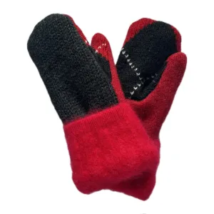 Women's Mittens Petite - Red & Black Argyle - 557