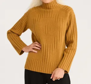 Women's Oversized Mockneck Pullover Brown Sugar