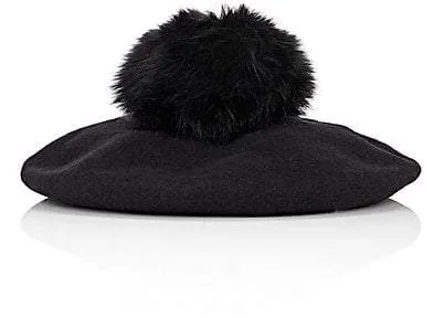 Wool Beret Fur Pom