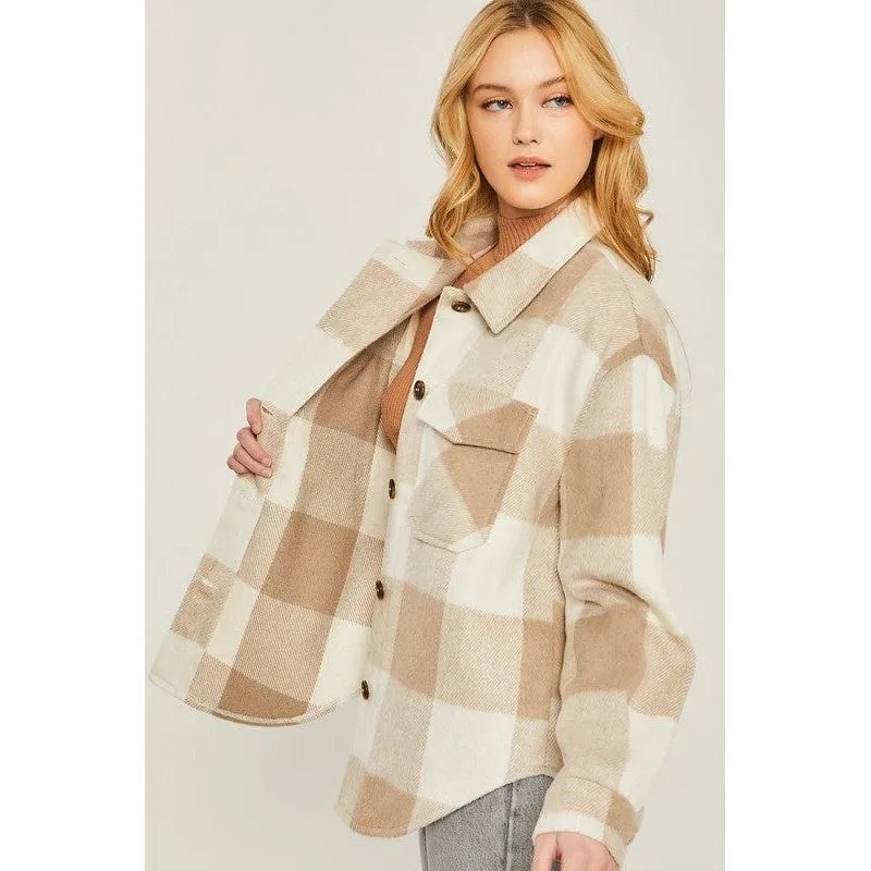 Woven yarn dye bust pocket jacket