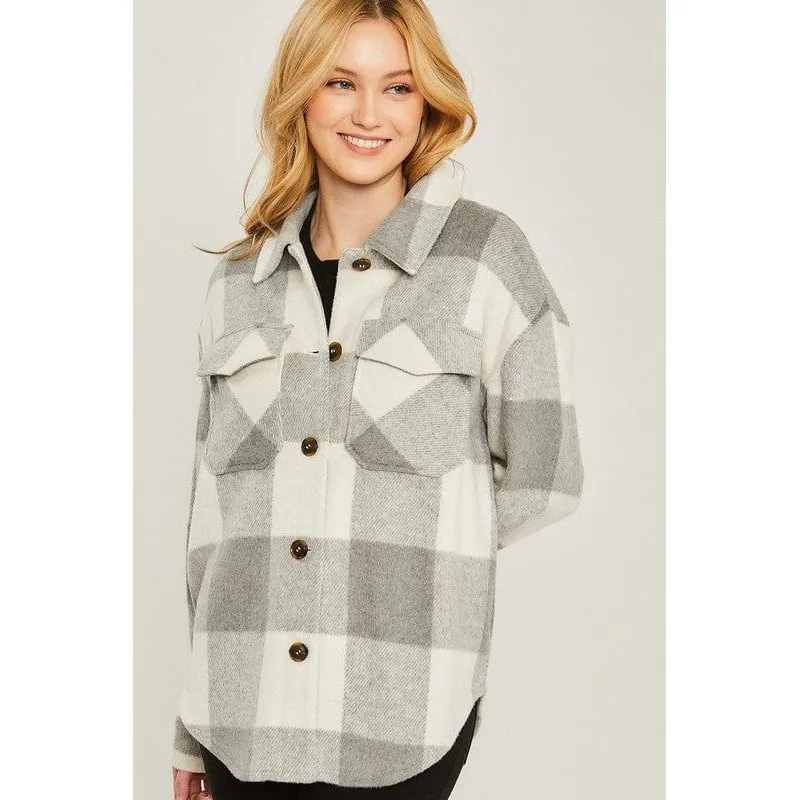 Woven yarn dye bust pocket jacket