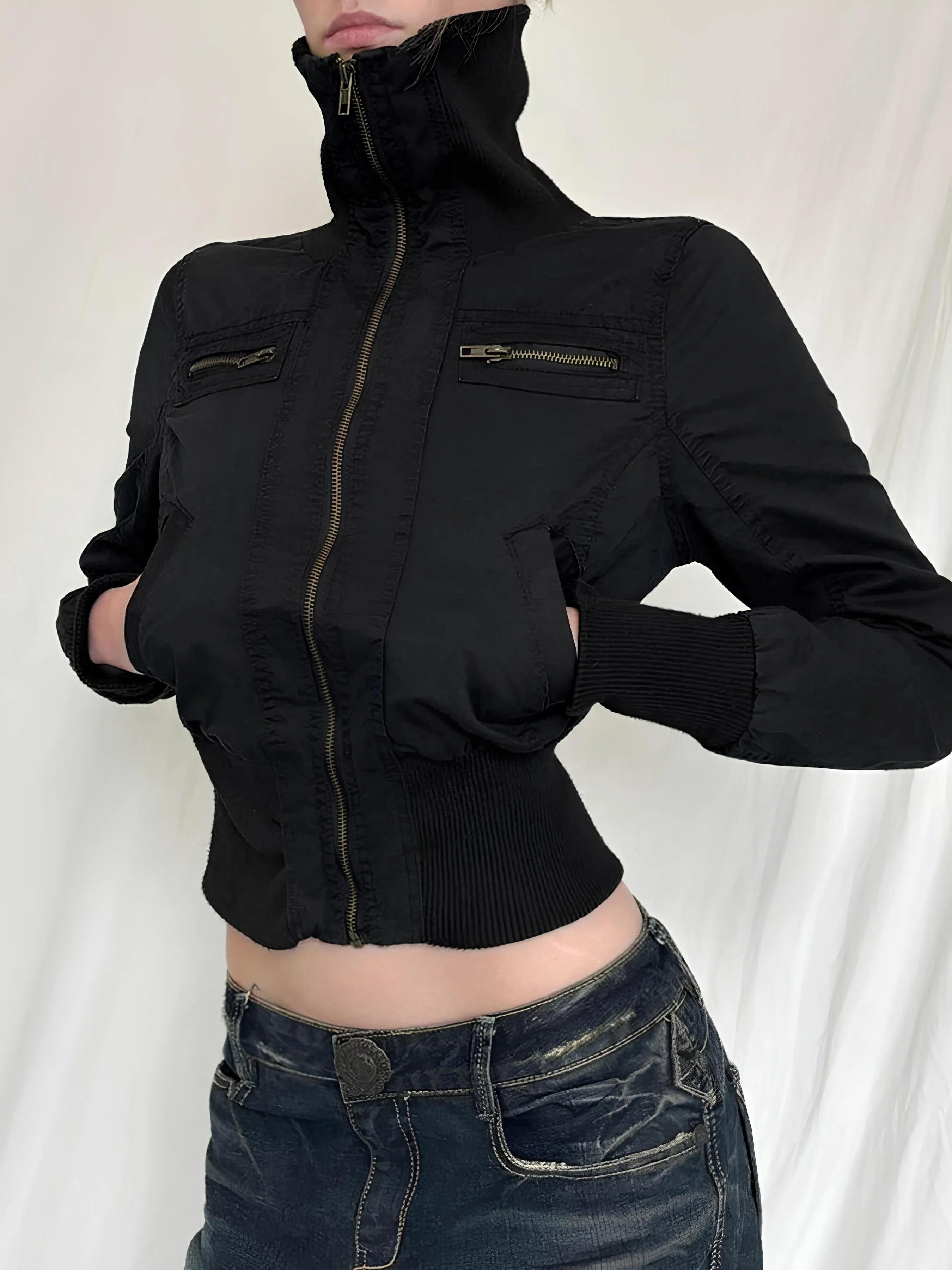 Y2K Vintage Slim-Fit Zipper Jacket