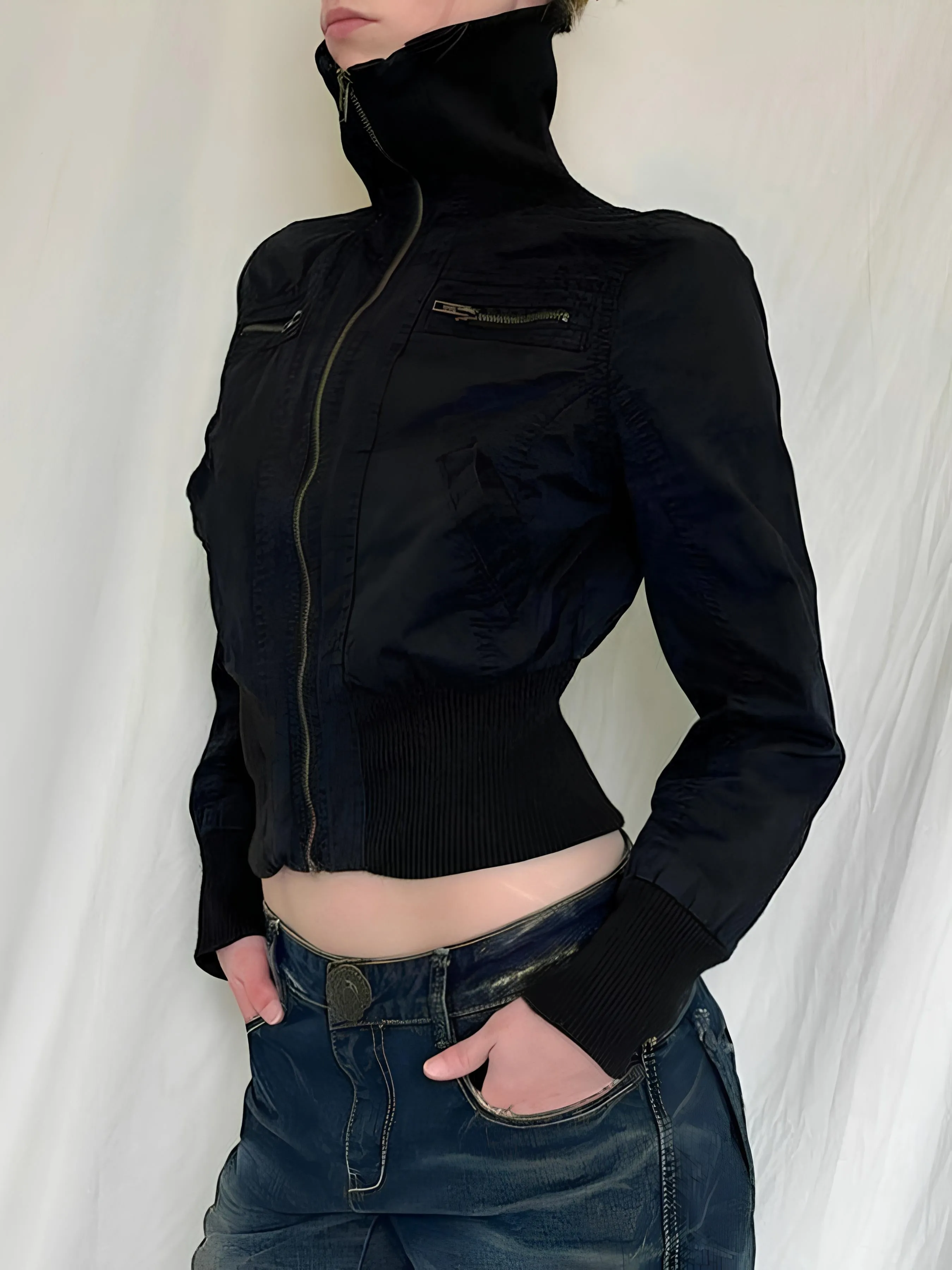 Y2K Vintage Slim-Fit Zipper Jacket