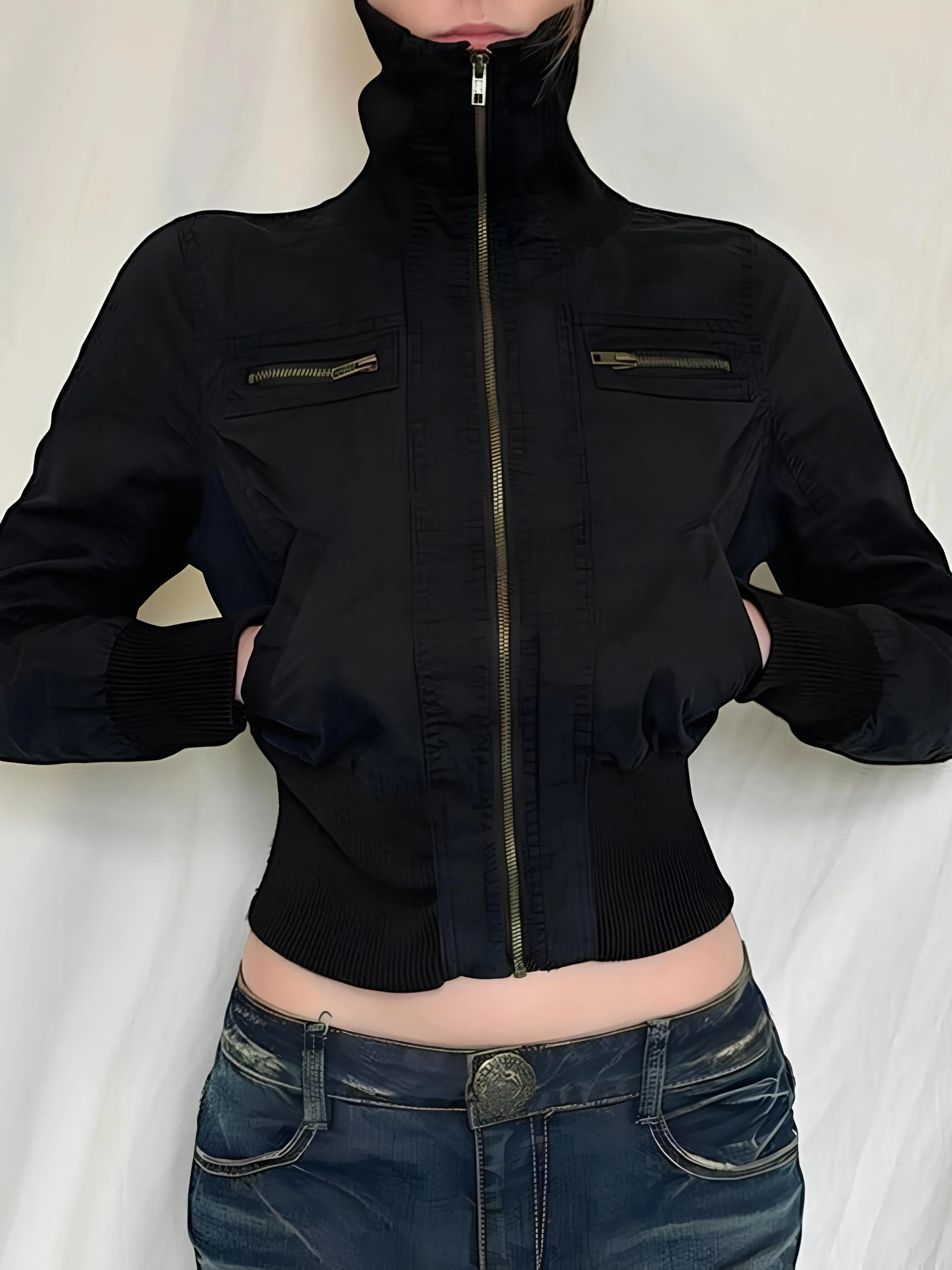 Y2K Vintage Slim-Fit Zipper Jacket