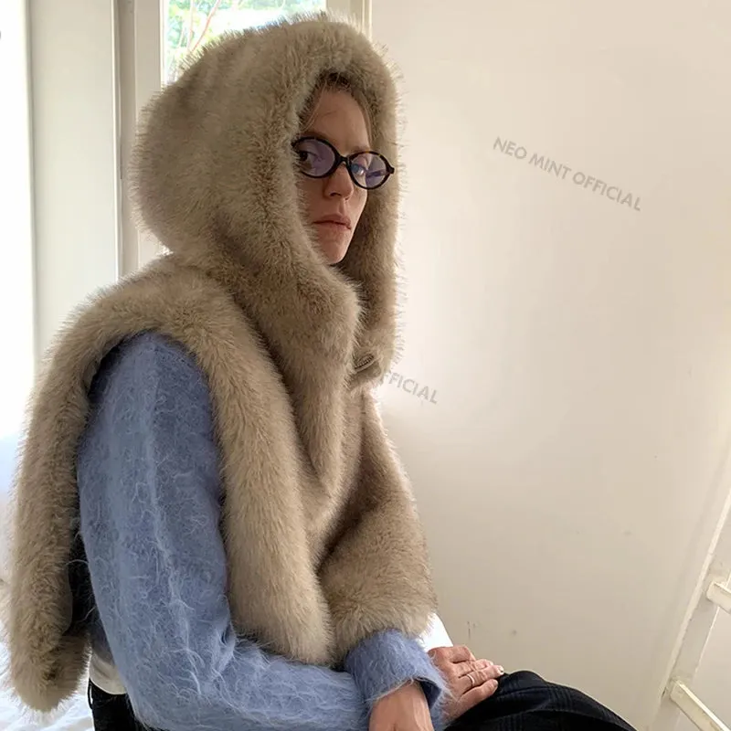 Y3k Fox Winter Delivery guarantee Vest Women Gilet Coat Exclusive Fur Hooded Faux Fur Gradient Top Femme Safe Girls Waistcoat Autumn Sleeveless